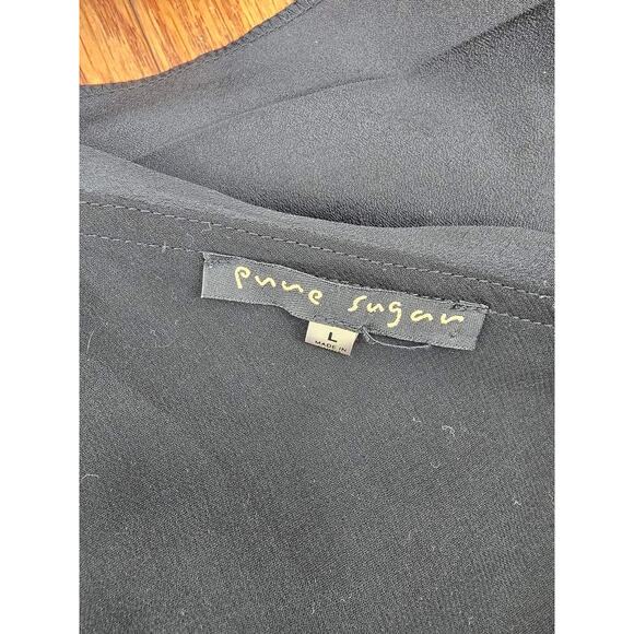 Pure Sugar Black One Shoulder Beaded Ruffle Mini Dress - Picture 4 of 5